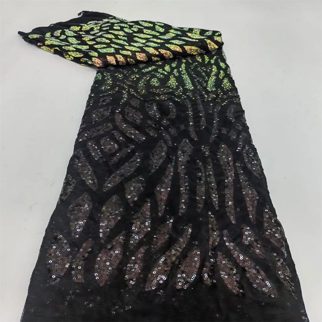 

Высококачественная африканская кружевная ткань 2025 года, французская сетка с вышивкой и нигерийскими блестками, тюль 5 ярдов, идеально подходит для шитья праздничного платья