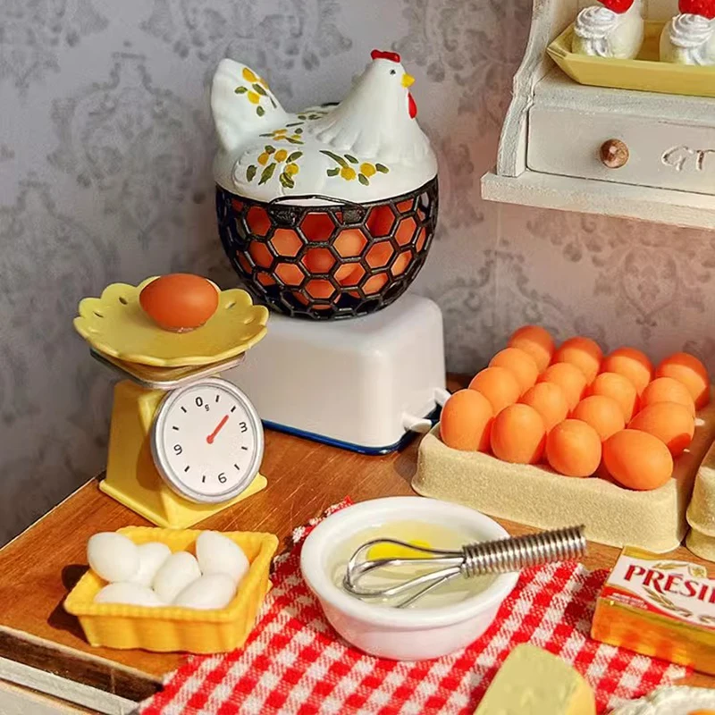 Dollhouse Miniature Kitchen Furniture Items Egg Basket Simulation Model 1/12 OB11/blythe Scene Props Decorative Accessories