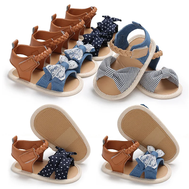 Breathable Summer Baby Sandals Kawaii Bowtie Girls Toddler Shoes Soft Sole Antislip Infant Baby 1 Year Shoes First Walkers