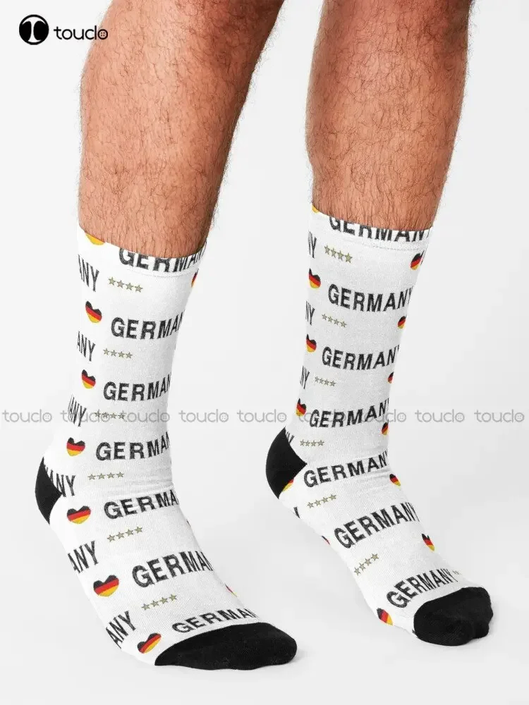 Germany Football Soccer Fan Shirt Heart Socks Work Socks For Men 360° Digital Print Christmas Gift Street Skateboard Socks