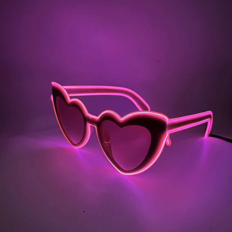 Lunettes lumineuses en forme de cœur, 1/5 pièces, décoration de mariée, lunettes LED avec lumière, pour enterrement de vie de jeune fille, accessoires Photo