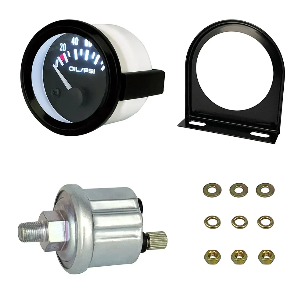 BAOLUN   12V Black 0-100 PSI Dial 52mm 2 Inch Oil Pressure Gauge Meter Kit with Sensor Instrument Rack