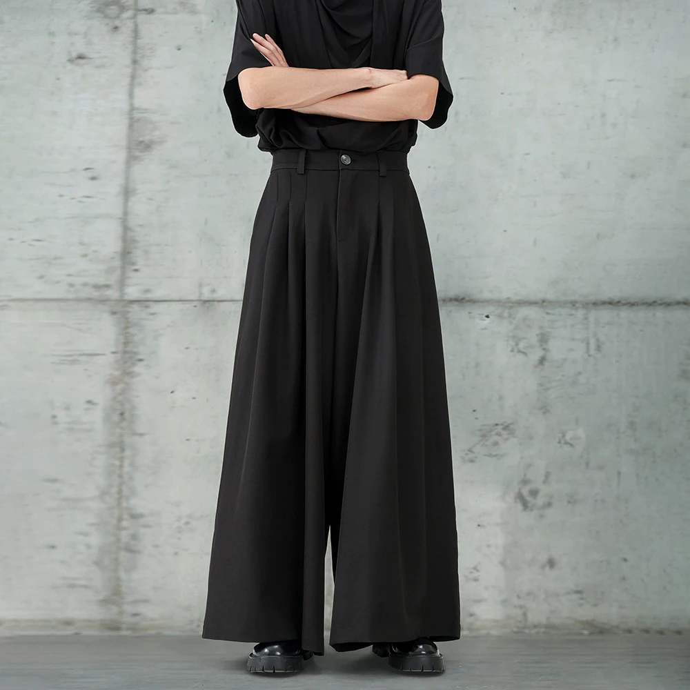 XS-5XL Summer New Unisex Solid Color Wide-Leg Skirt Pants American Retro Fashion Trend Casual Loose Breathable Neutral Bottoms