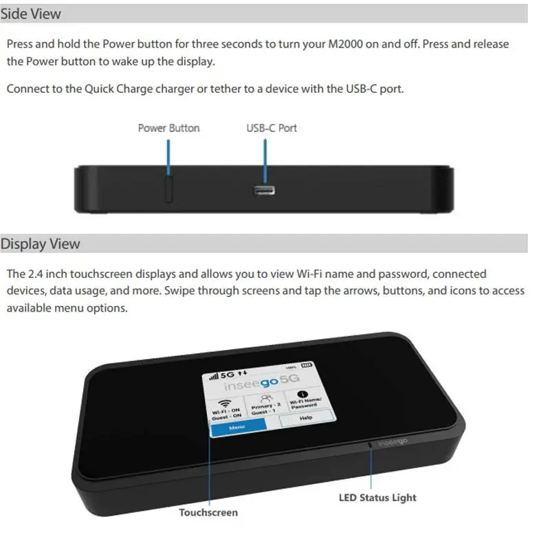 Inseego M2000B Router 5G asli baru 2.7Gbps 5050mAh saku WIFI layar sentuh 2.4GHz/5GHz WiFi6 hotspot LTE Cat22 4g 5g sim rout