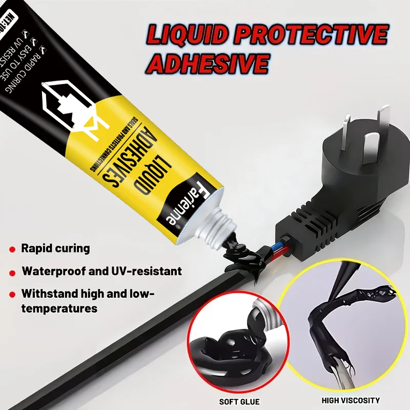 Farienne Liquid Insulation Adhesive 10ml Rapid Curing Waterproof UV Resistant Wire Sealant Soft Glue for Cable Plug Repair