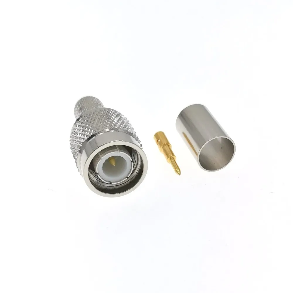 100Pcs TNC Male Plug Crimp Solder Clamp For RG5 RG6 5D-FB LMR300 CNT300 Coax Cable Connector Brass Nickel Plated