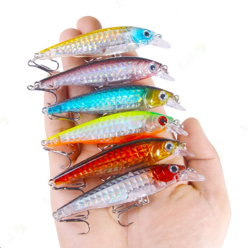 9CM 10G 6Nr. Haken Minnow Lua Köder Set Schwimmende Wasser Gefälschte Köder Lange Casting Noise Modell Wild Angeln Süßwasser Roten Schwanz Spezielle