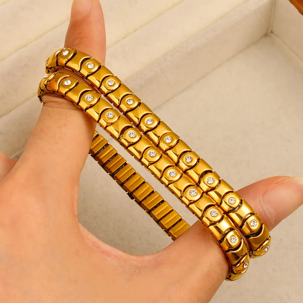 سوار مرن مرن مرصع بالألماس على الطراز الكانتوني عبر الحدود، فريد ومتعدد الاستخدامات، من الفولاذ المقاوم للصدأ