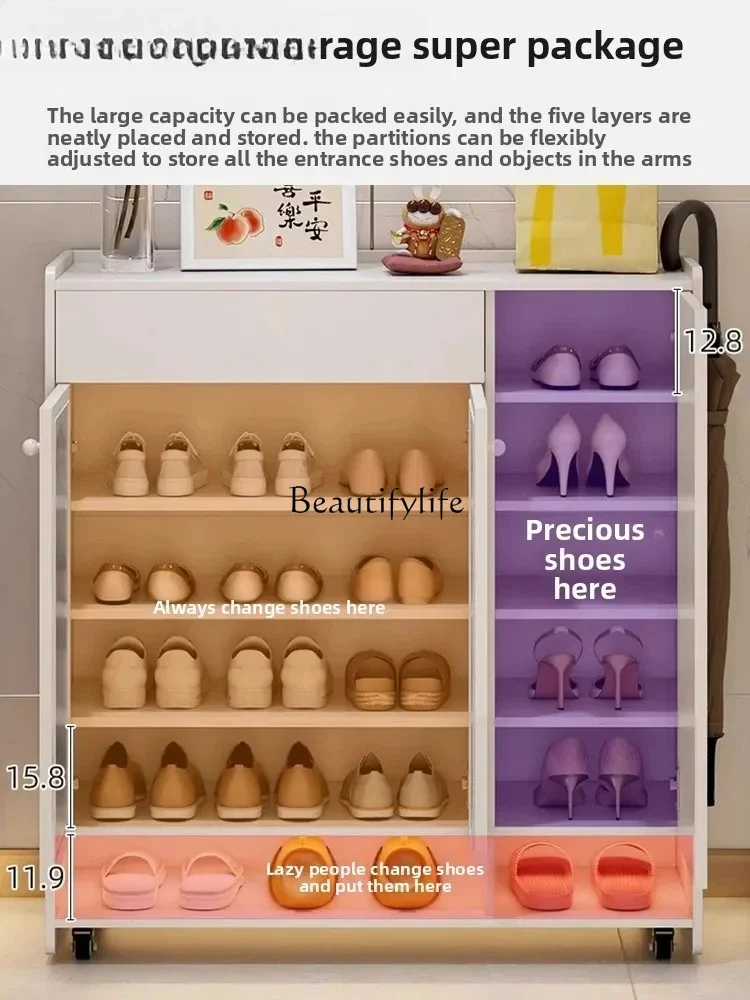 خزانة YJ32 مع قفل ممر خزانة أحذية فاخرة قابلة للإزالة مع قفل بصمة عجلة عالمية