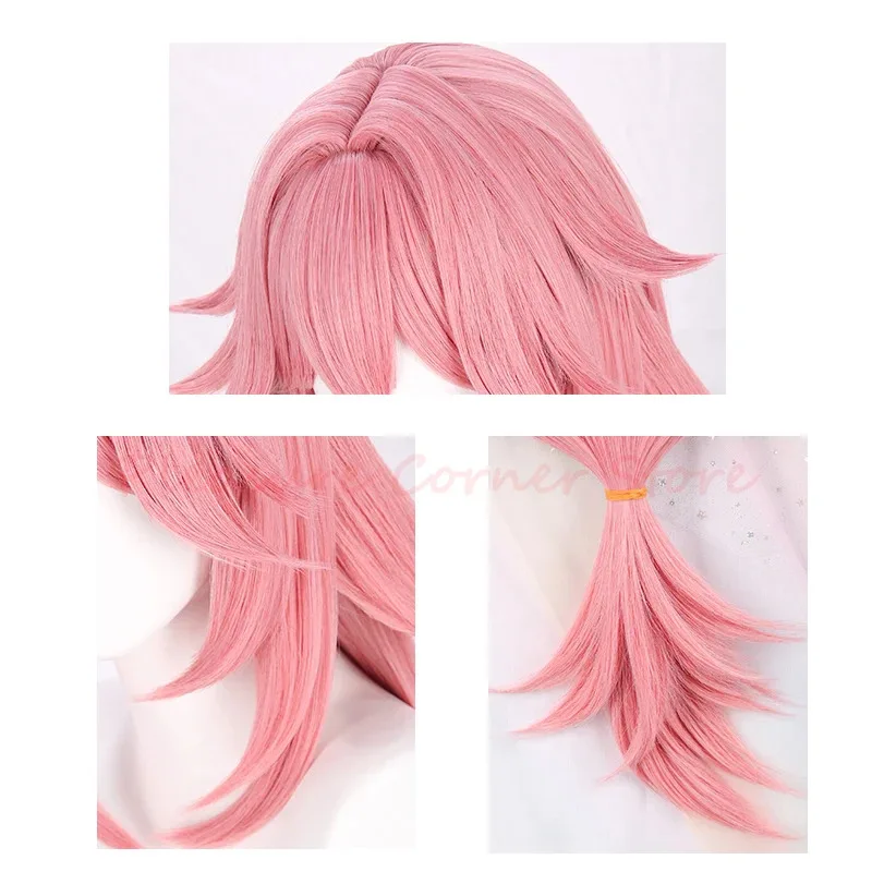 

2025 12 Impact Wig Scalp Simulation Pink Long Pre-Styled Anime Wigs Genshin Inazuma Yae Miko Cosplay wi