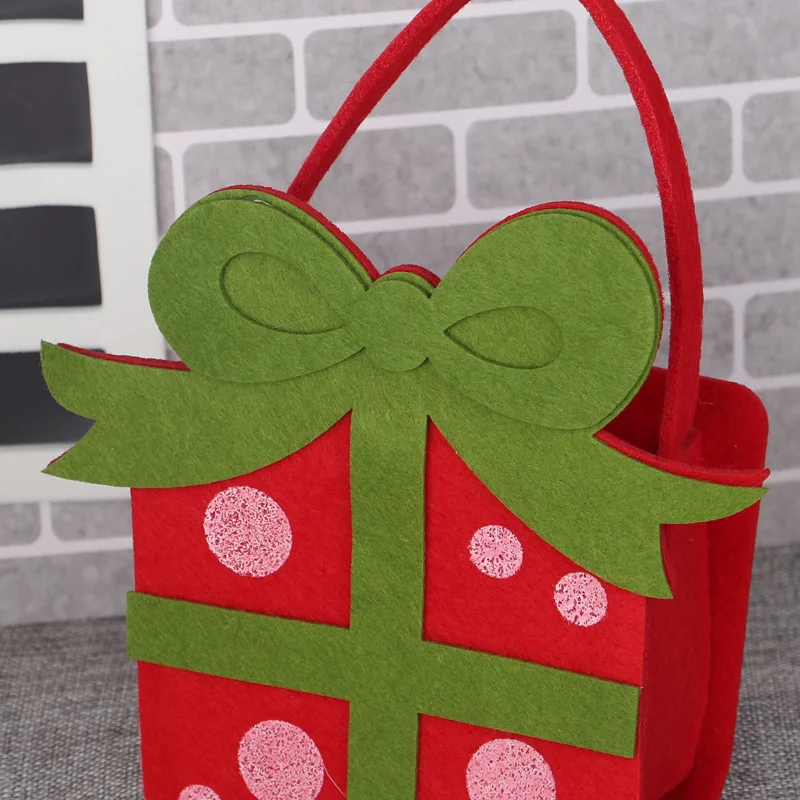 Christmas Gift Felt Storage Basket Christmas Santa Claus Candy Bag Santa Claus Fruit Basket New Year Festival Party