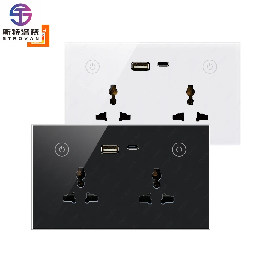 

STLF Tuya Smart 16A Wall Socket Universal Type-C Alexa Voice Zigbee Control Wifi Smart Electrical Power Outlet App Integration