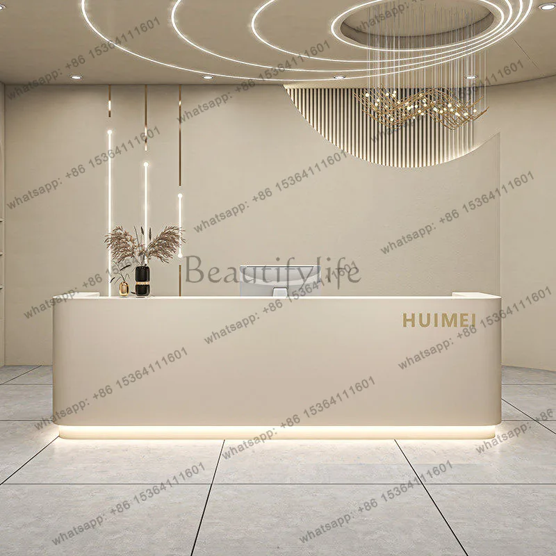 LJY Modern Light Luxury Reception Desks Elegant Service Counter Commericial Reception Desks Welcome Display Bureau Office Furnit