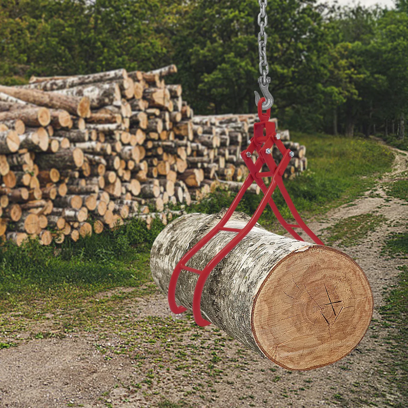 Wear-Resistant Timber Lifting Tong 36 In 4 Claw Log Grapple Installation-Free Simple Operation for Forestry/Construction