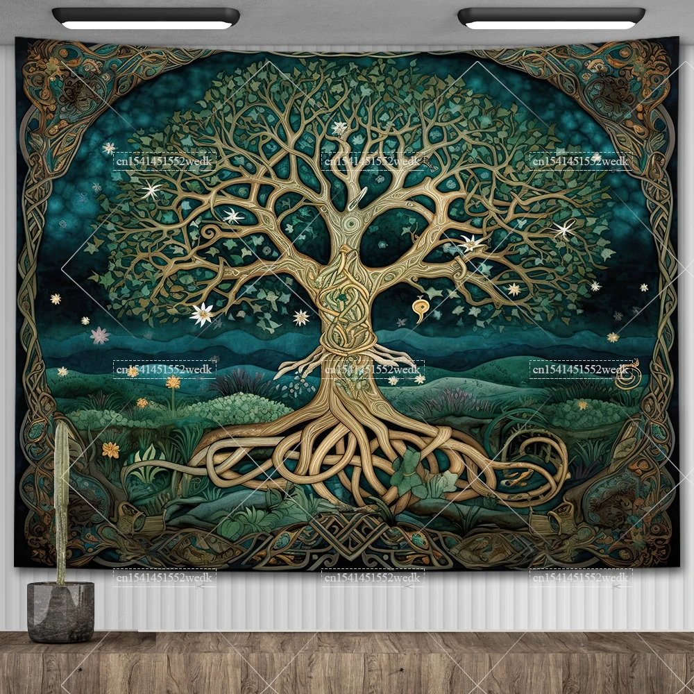 Tapisserie murale suspendue avec arbre de vie celtique, décor de salle, tapis de Yoga esthétique, tapisserie de paysage, Art mural, tissus d'autel décoratifs