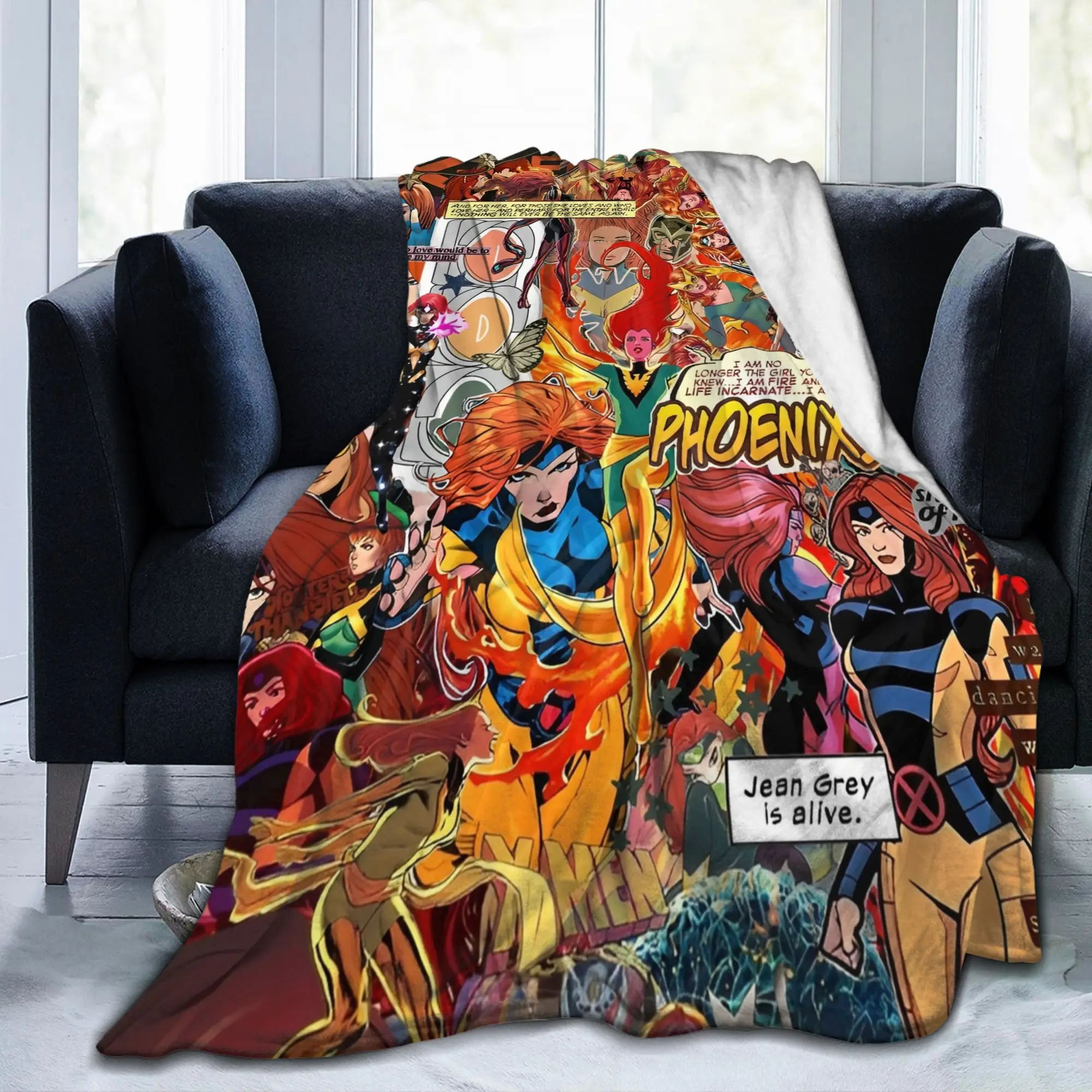 X-Men جان رمادي فينيكس البطانيات قوة اللهب الفانيلا رهيبة تنفس رمي بطانية لغرفة النوم النسيج ديكور في الهواء الطلق #2