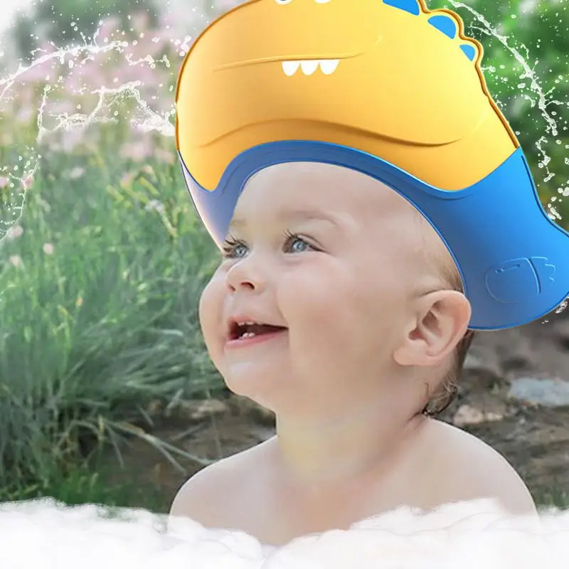 Baby Shower Shield Baby Cartoon Shower Cap Shield Safe Shampoo Protection Cartoon Shield Soft Visor Bathing Hat With Eye And Ear