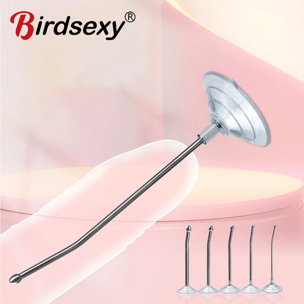 Male Urethral Dilator With Suction Cup Metal Urethral Catheter Penis Plug Sounding Horse Eye Stimulation Adult Products Sex Toys