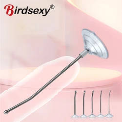 Male Urethral Dilator With Suction Cup Metal Urethral Catheter Penis Plug Sounding Horse Eye Stimulation Adult Products Sex Toys