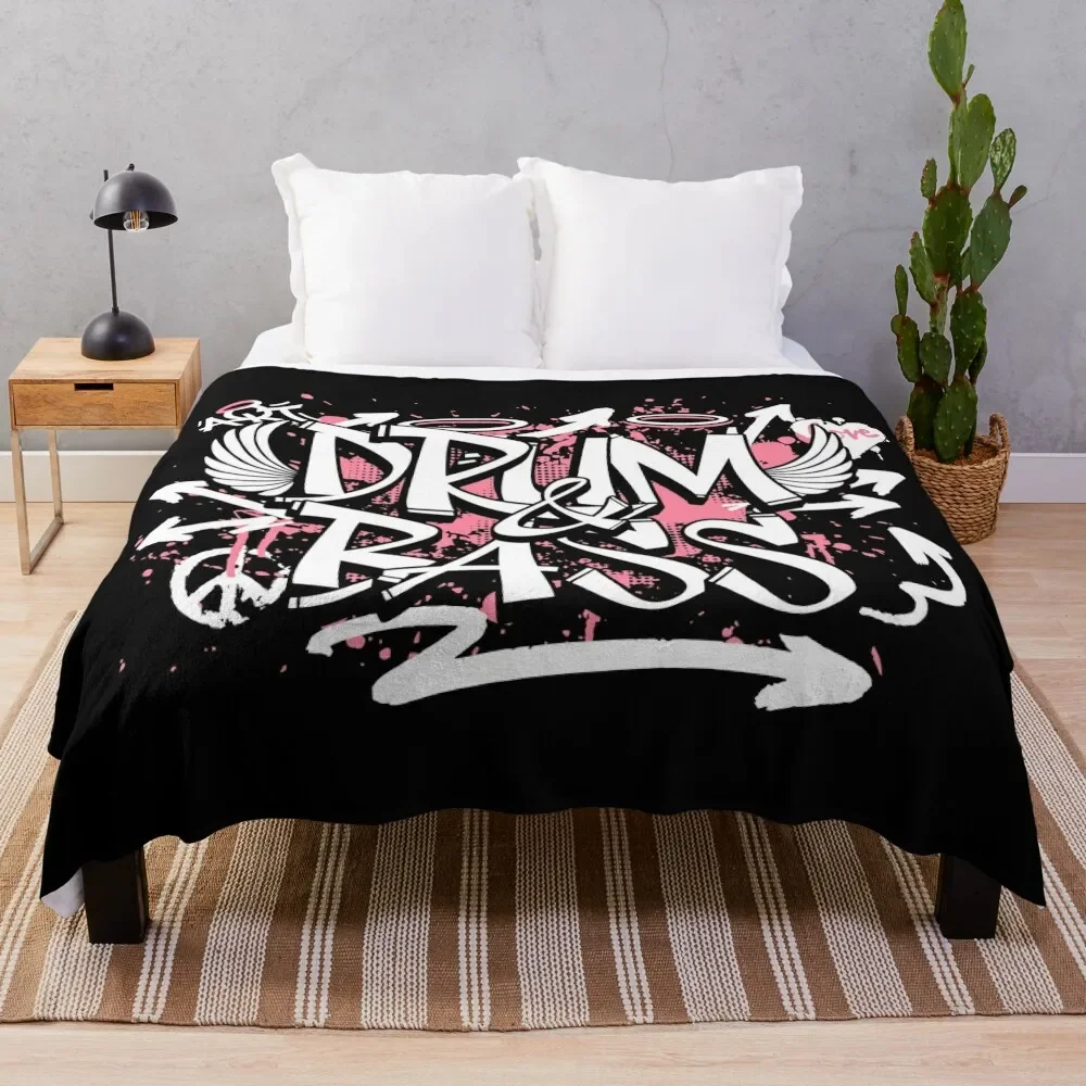 DRUM AND BASS - Graffiti Steez (pink/white) Throw Blanket Luxury Thicken Tourist Blankets