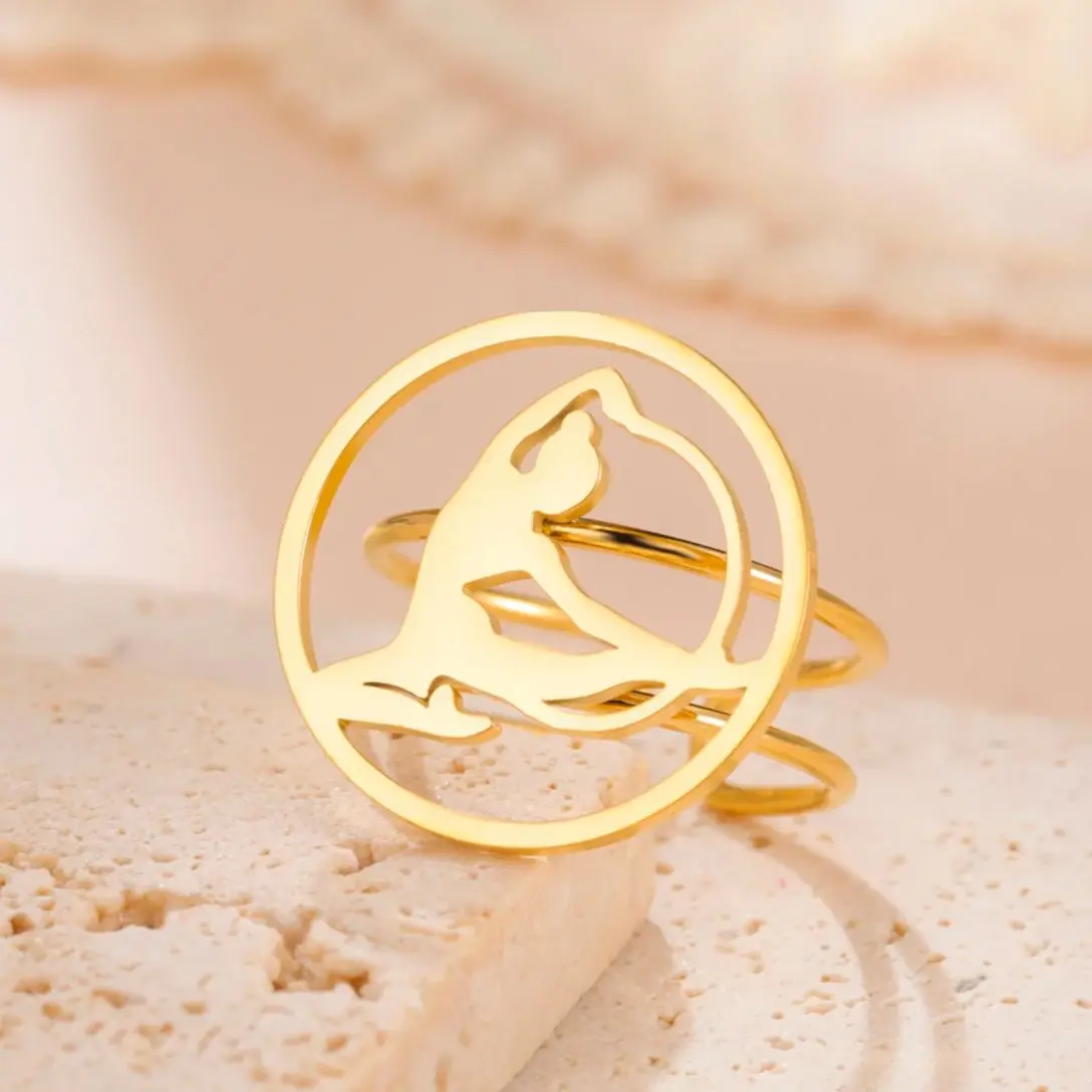 Unift Unique Design Rhythmic Gymnastics Rings for Women Stainless Steel Open Ring Trendy Gymnast Sport Jewelry Graduation Gifts