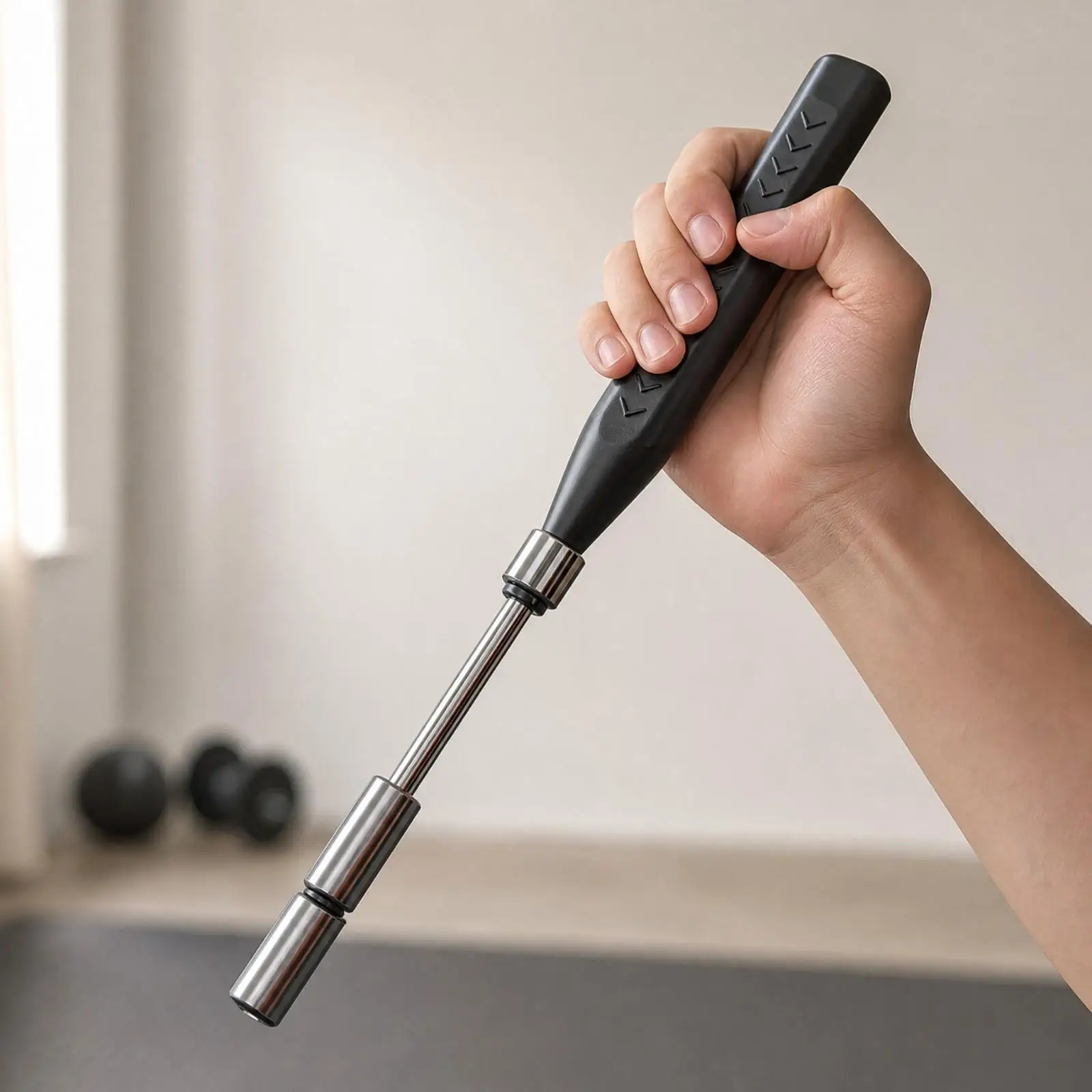 Compact Badminton Swing Training Aid 304 Steel Shaft for Forehand Backhand Wrist Strength Development