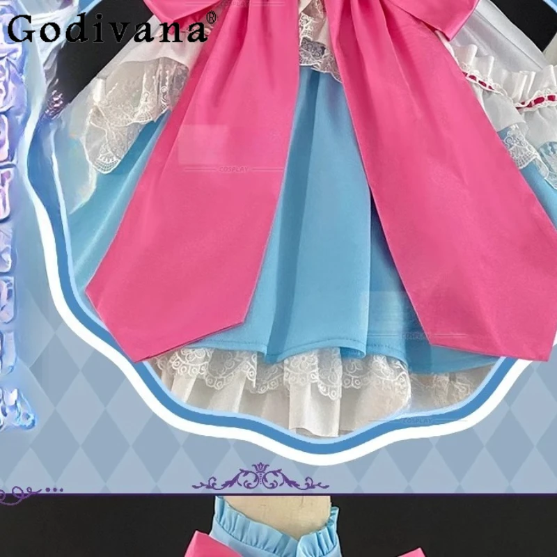 Sweet Uniform Skirt Set for Women Maid Halloween Carnival Accessories Props Set Female Bow Design White Blue Cosplay Costume
