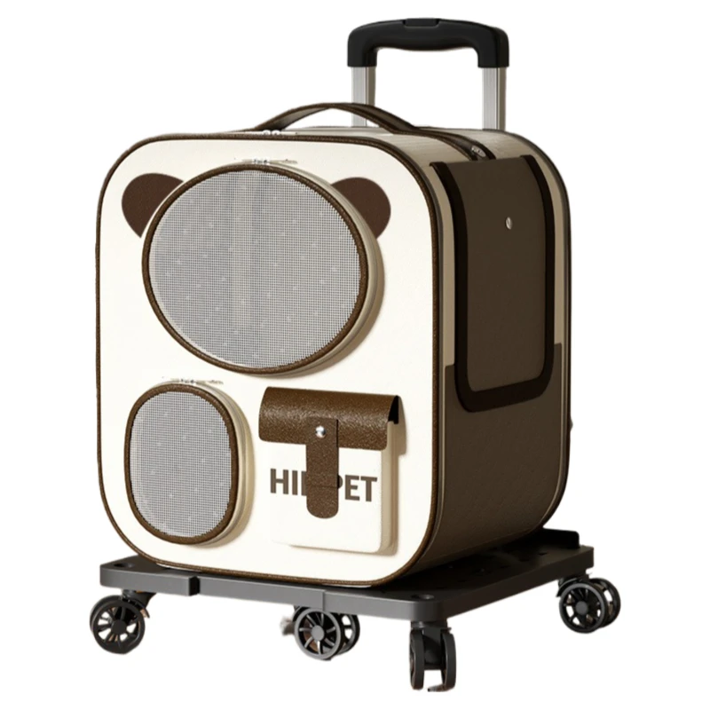 

Хиппи собака Lomi коричневый чемодан для домашних животных из ткани Оксфорд чемодан двухрежимный 15-фунт большой вместимости универсальный дорожный артефакт для кошек и собак