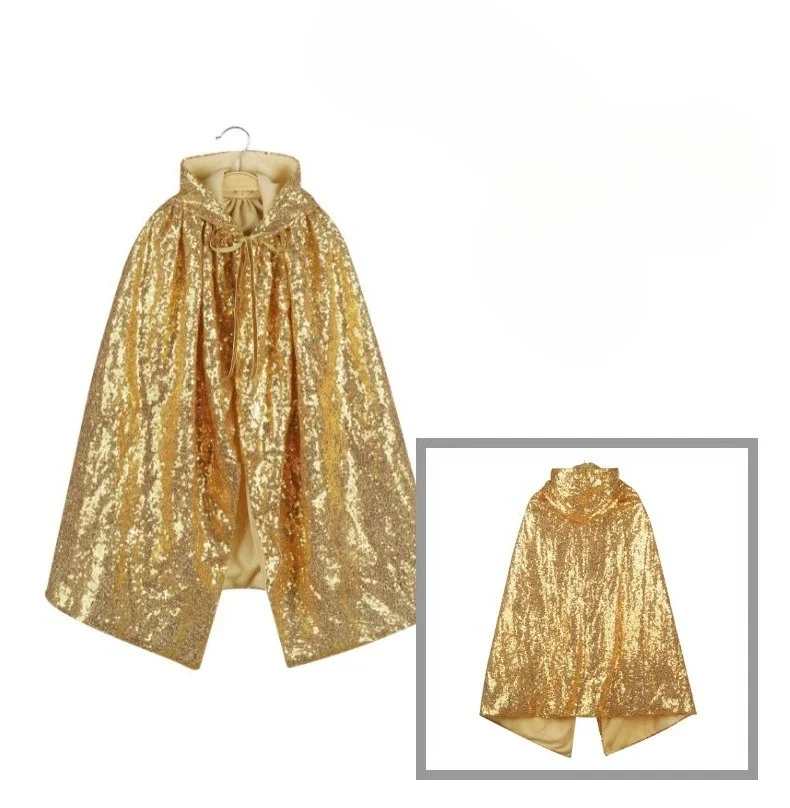 Hochwertiger Kinder-Umhang mit glitzernden Pailletten, stilvoller Schal-Mantel, trendiges grenzübergreifendes Outfit für Mädchen, geeignet für Feiertage und Themenveranstaltungen. – Detail 15