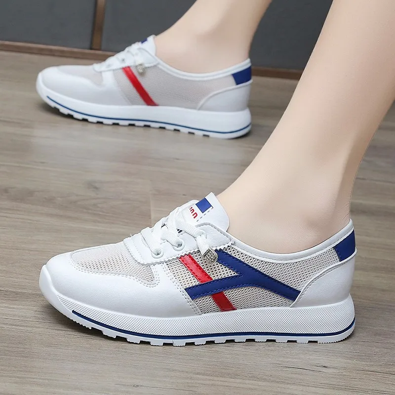 Personalized Striped Color Blocking Fashionable Women's Sports Shoes 2024 New Comfortable and Lightweight Casual Women's Shoes