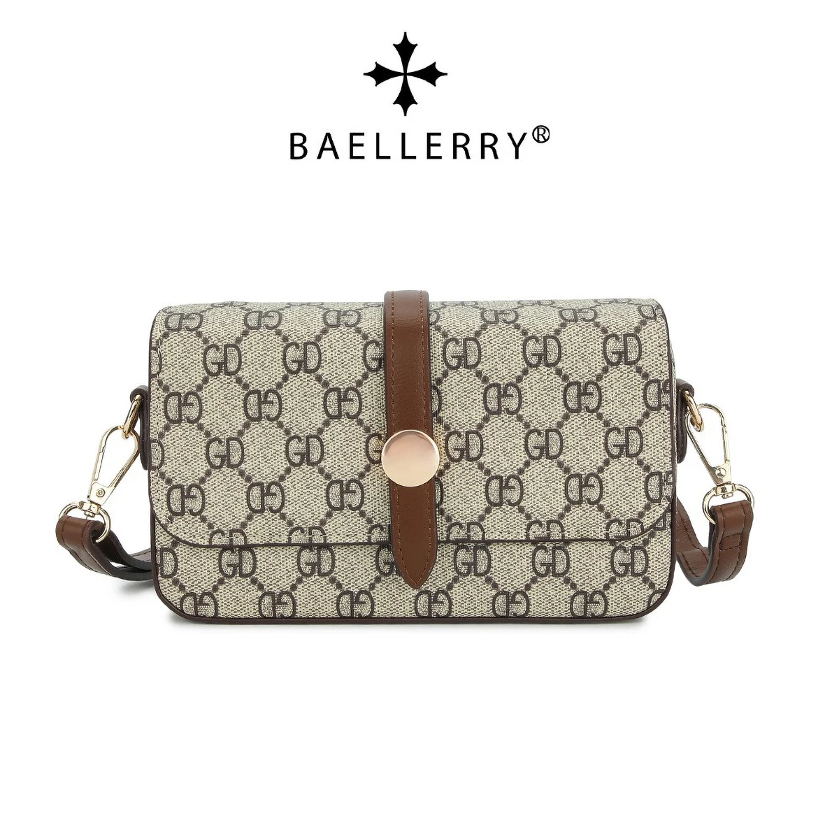 حقيبة كروس نسائية كبيرة بنمط مربعات من Baellerry مع مشبك مغناطيسي حقيبة كتف كاجوال للاستخدام اليومي