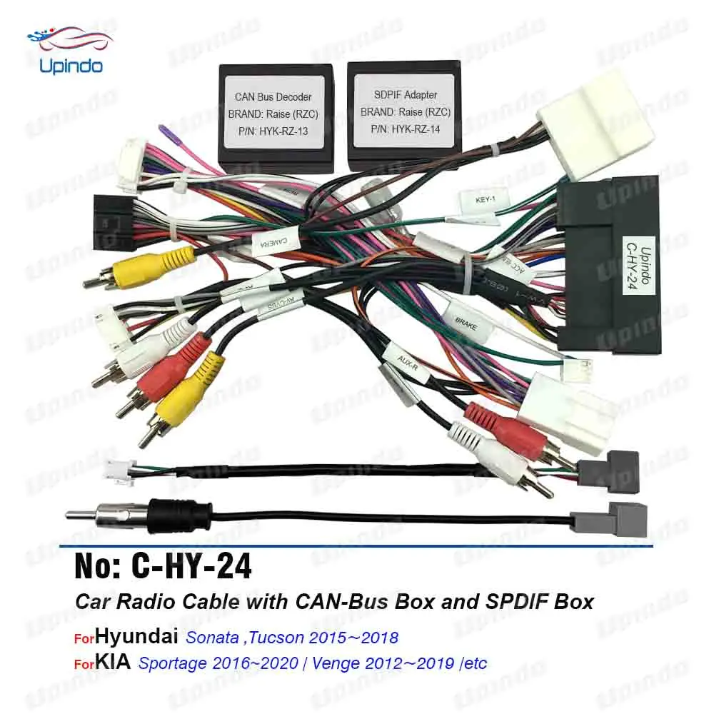 

Car Radio Cable CANBus Decoder SPDIF Audio Amplifier Adapter Power Wiring Connector Harness Socket for KIA Hyundai Sonata 9