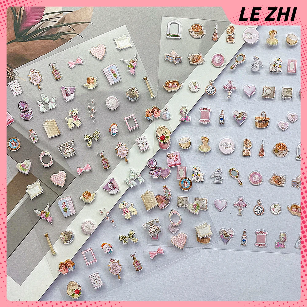 1Pcs High Quality Vintage Cute Mini Manicure Art Decorative Newspaper Camera Dessert Cat Nail Art Decorations Stickers Gifts