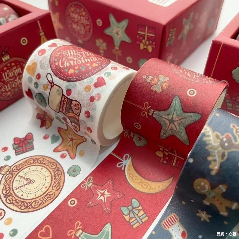 6Rolls/ Box Christmas Washi Tape Xmas Gift Decorative 3 Meters Merry Christmas Masking Washi Tape Set Scrapbooking Sticker Label