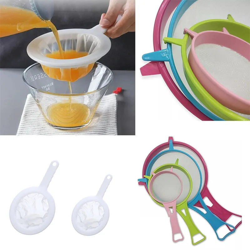 Multi Sized Fine Mesh Strainers Plastic Kitchen Sifters for Cooking Baking Juice Filtering Flour Sifting and Food Preparation