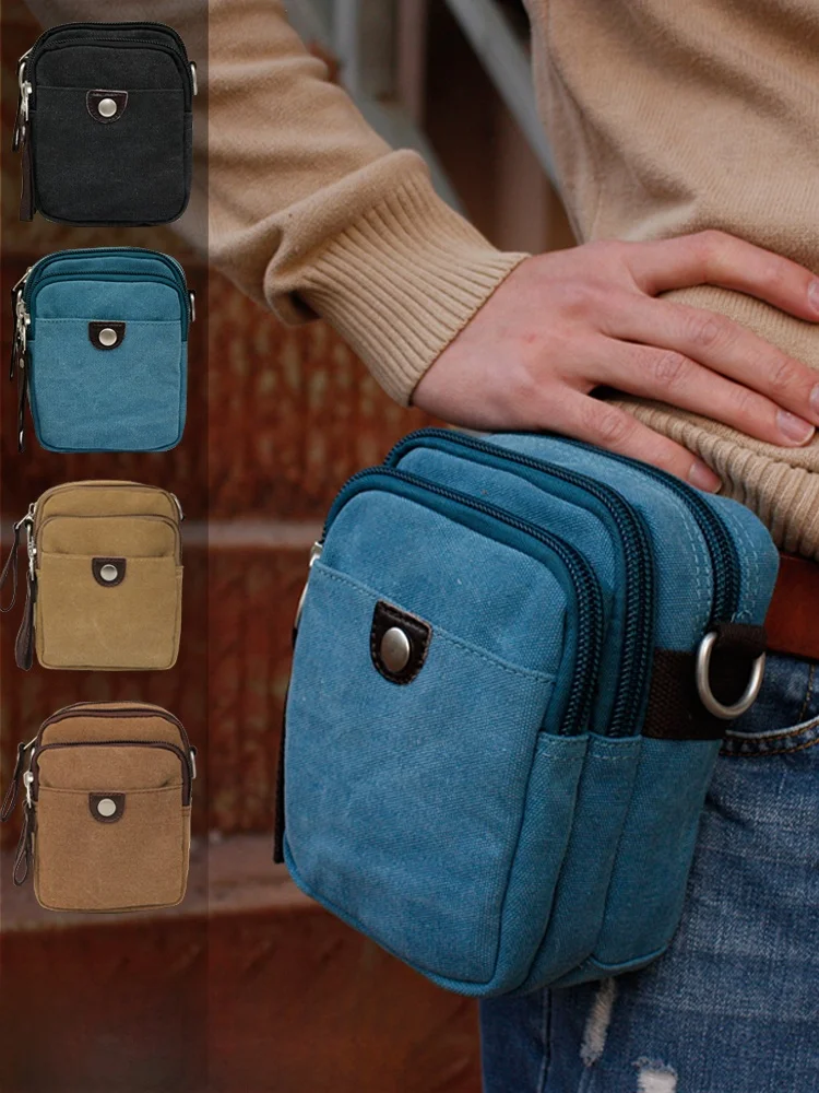 

Многофункциональная большая холщовая поясная сумка с поясом для занятий спортом, мужская и женская сумка через плечо, вертикальная сумка для мобильного телефона