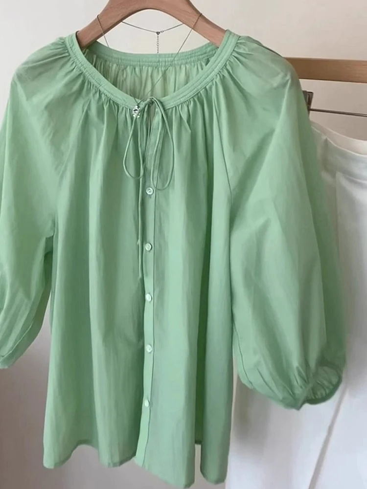 Schickes Anti-Aging-Plissee-Oberteil mit Gürtel und einem Knopf und irt. Lässiges, bequemes Pendel-Top für den Sommer, New ort Sve