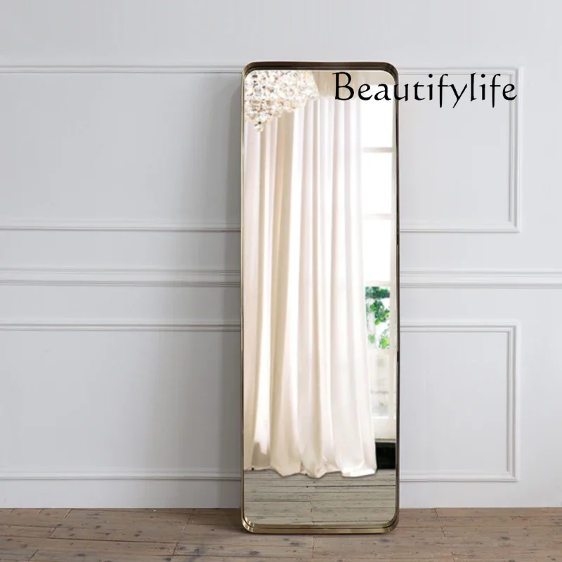 BJ Nordic Square Mirror Simple Modern Stainless Steel Fitting And Dressing Floor Mirror Wall-mounted Decorative Mirror