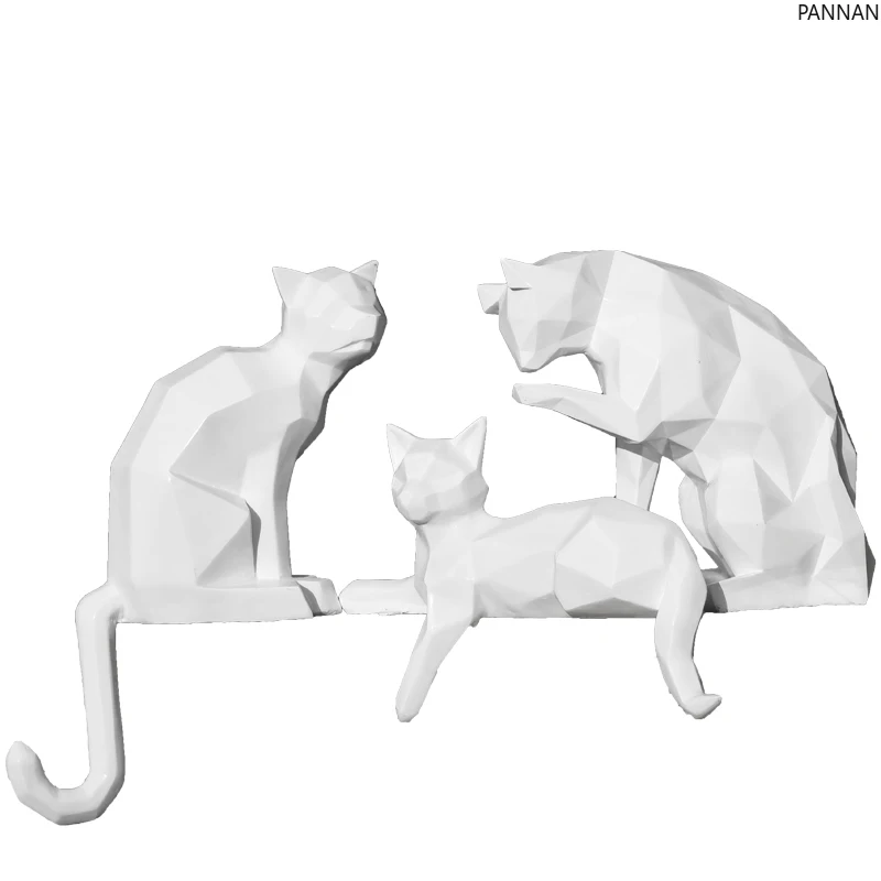 

Flower Garden Landscape Lucky Geometric Cat Fiberglass Sculpture Abstract Animal Window Decoration Ornament