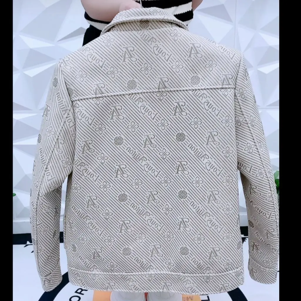 Men's trendy short suit collar jacket men's slim-fitting handsome woolen jacket men