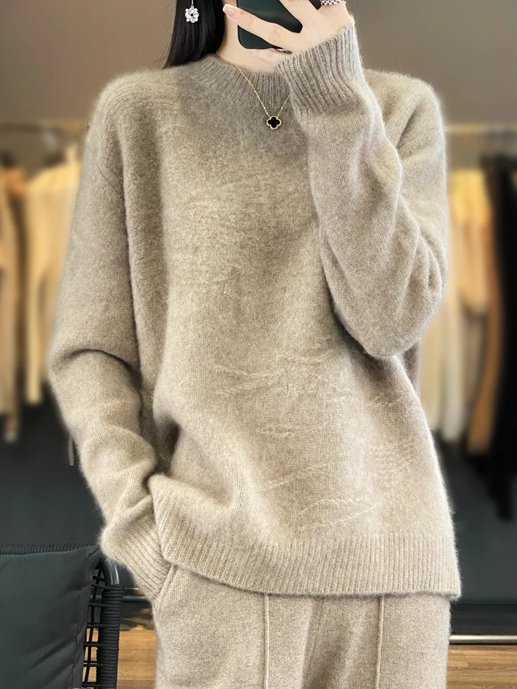 New Fashion Autumn Winter 100% Merino Wool  Sweater Thick Cashmere Pullover Women O-neck Casual  Knitwear Female Clothing Tops