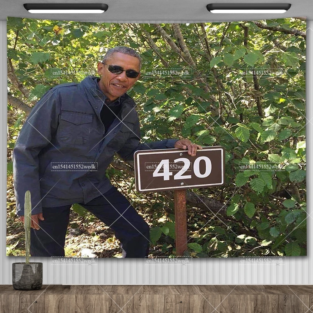 420 Obama Tapestry Wall Hanging Hippie Chief Keef Tapestries Meme Flags Room Decor Aesthetic Tapestries Home And Garden Banners