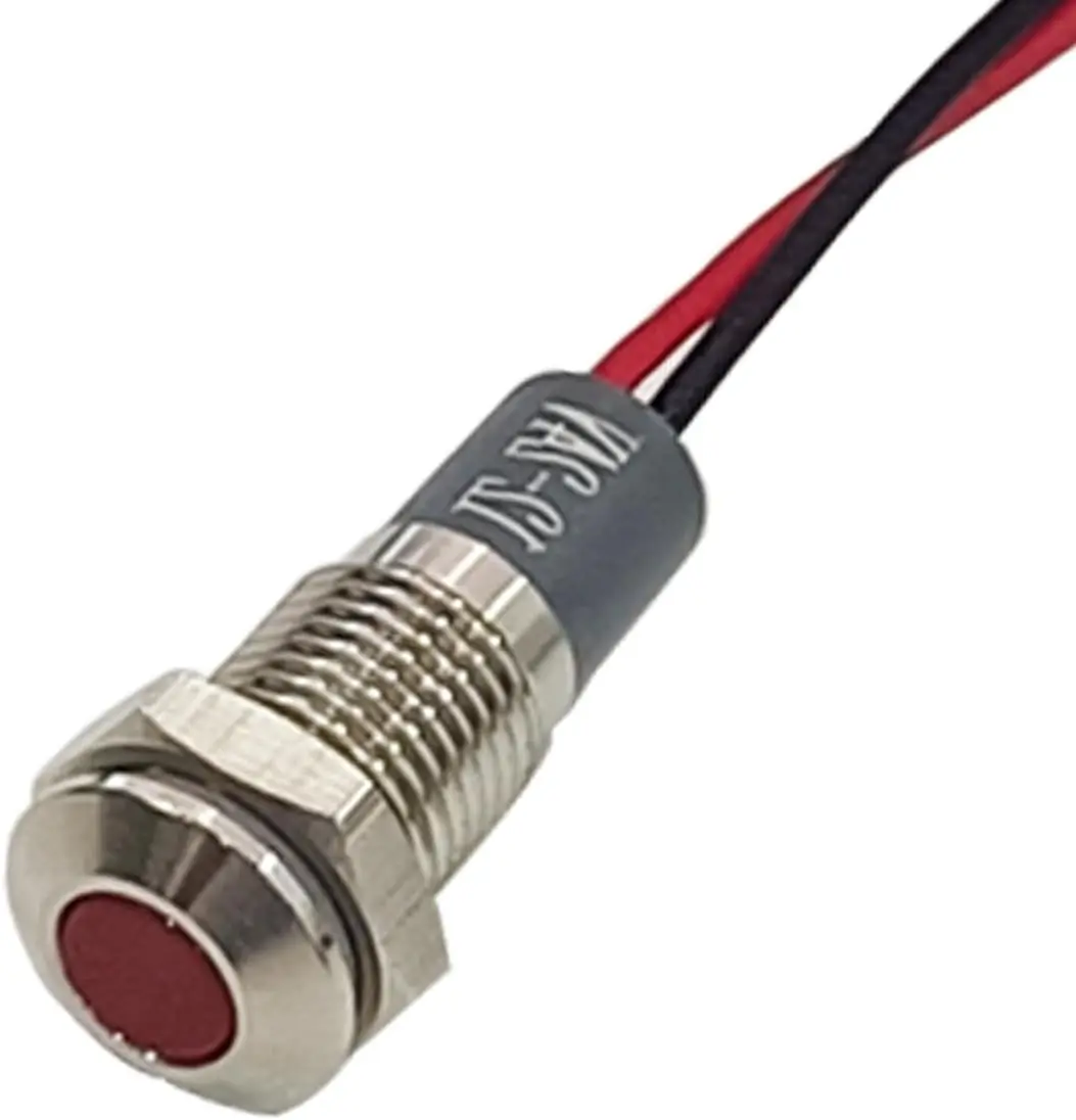 

8mm/0.31" Red LED Signal Indicator Light, AC/DC 12V-24V Waterproof Panel Mount Warning Lamp with Wire for Car Truck Boat
