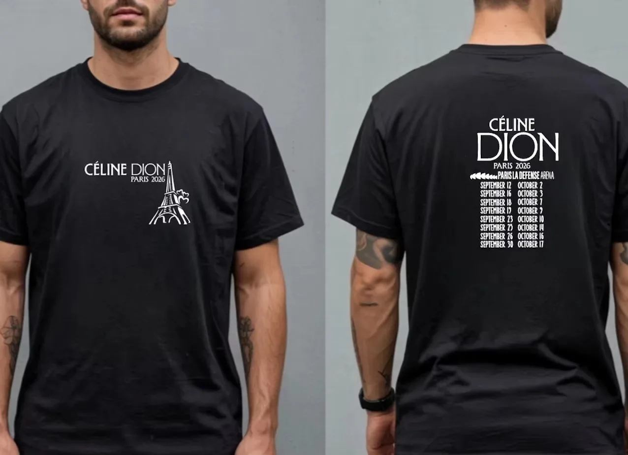 2026 Summer New Celine Dion Paris 2026 Fan Tour Gift T-shirt Men Women Fashion Men's T-shirt Pop mus