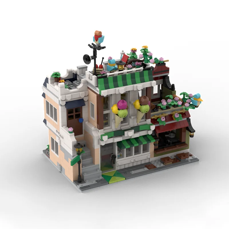 1582 pièces Moc nouilles rue bricolage magasin de nourriture de rue Architecture éducation modèle blocs de construction jouets d'anniversaire cadeau pour les Fans