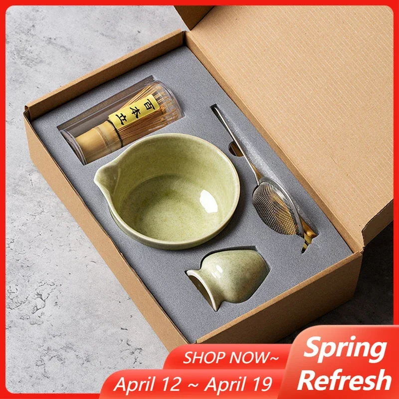 Juego de 6 Piezas para la Ceremonia del Té Matcha Japonés, Tazón de Cerámica Chawan, Batidor de Bambú y Cuchara para Té, Kit de Herramientas para Amantes del Té