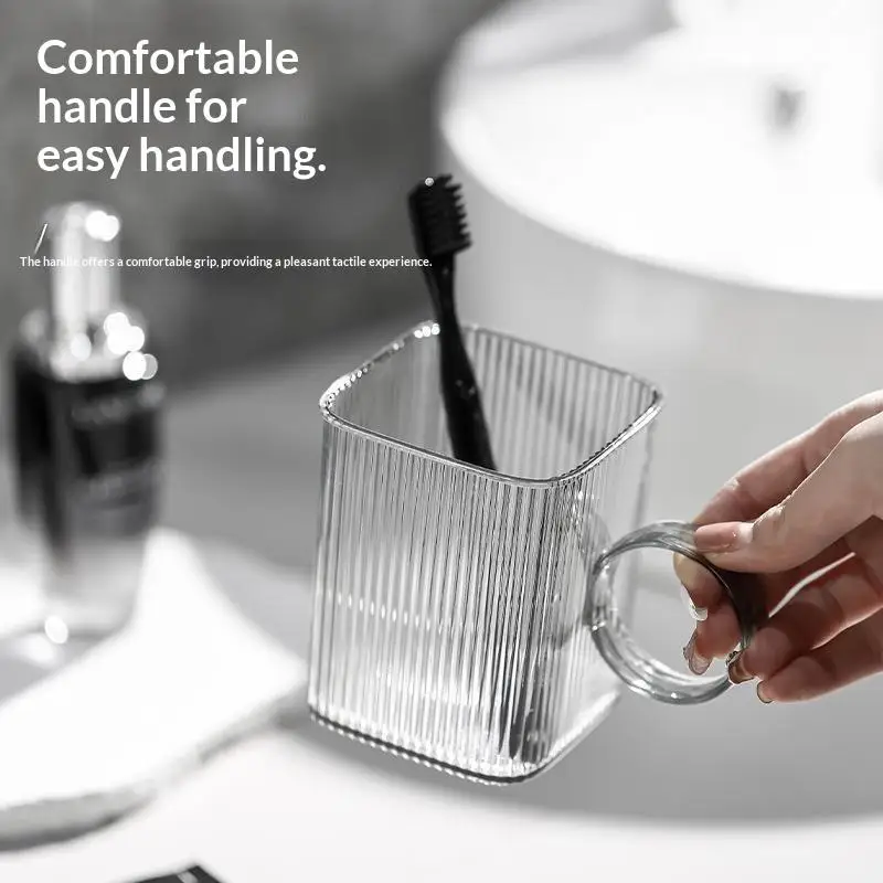 New Nordic Translucent Mouthwash Cup With Handle Durable Anti-Drop Bathroom Toothbrush Holder Plastic Rinsing Cup For Toiletries