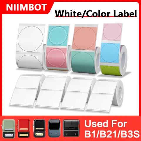 Niimbot 흰색 접착 라벨 방수 스티커 B1 B21 용 라운드 종이 Niimbot 미니 휴대용 프린터 가격 태그 열 라벨