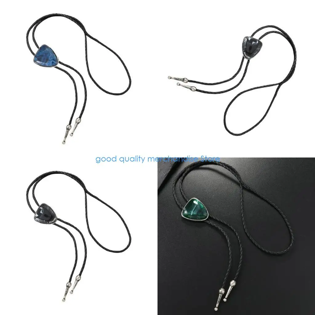 Y5JD ربطة عنق من الجلد الغربي بحجر مثلث من الجلد للعمل أو الحفلات #1