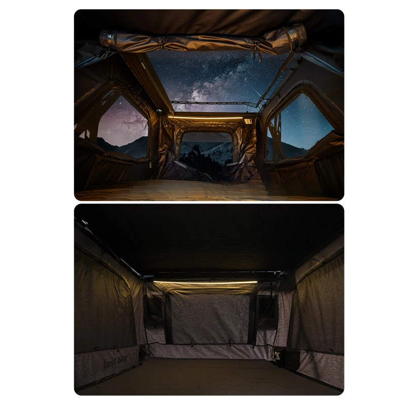 wildlandAutumn field stargazing fully automatic lift hard-top roof tent off-road vehicles and pickups